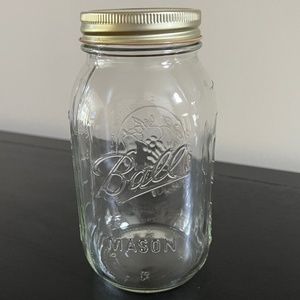 Vintage Clear Glass Ball Mason Jar - 7" High x 3" Wide